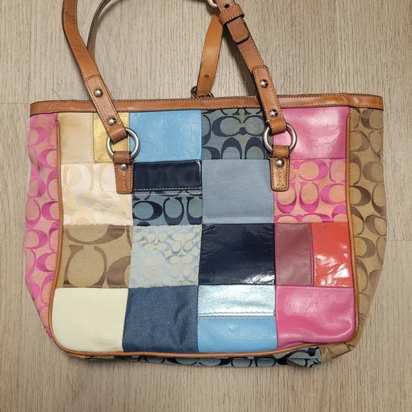 Vintage Coach Multicolor Spring Patchwork Demi Hobo Shoulder Bag Y2K # F14652 - Picture 4 of 6